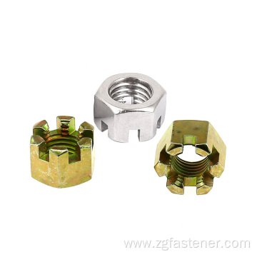 Steel Hex slotted nuts